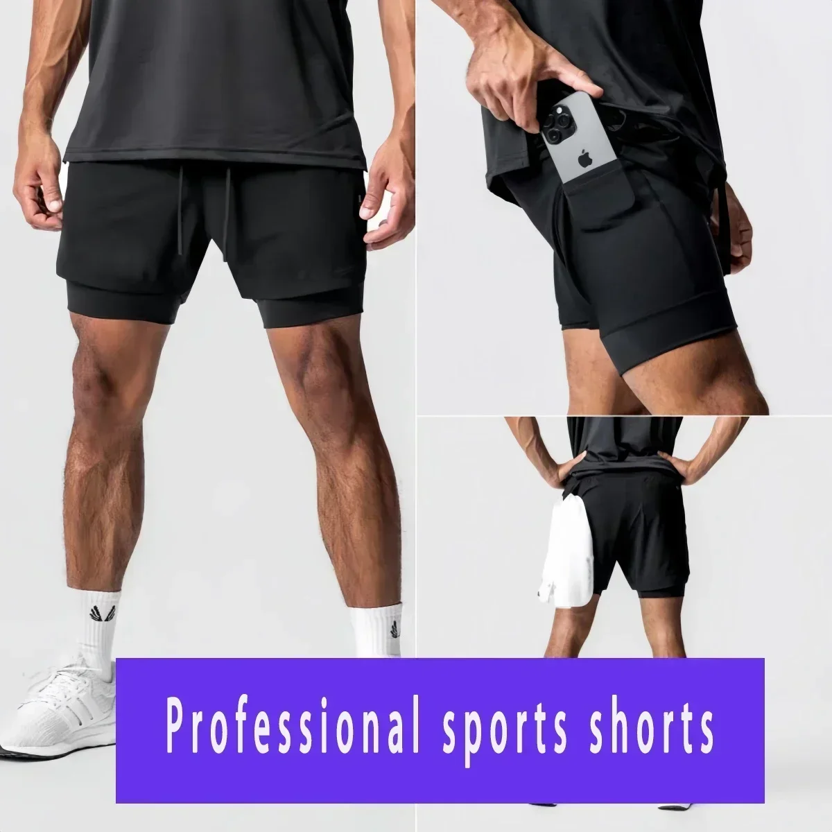 2025 Summer Anime IPPO 2-in-1 Men's Sports Shorts Running Fitness Breathable Quick Drying Sports Shorts Techwear Pants 5