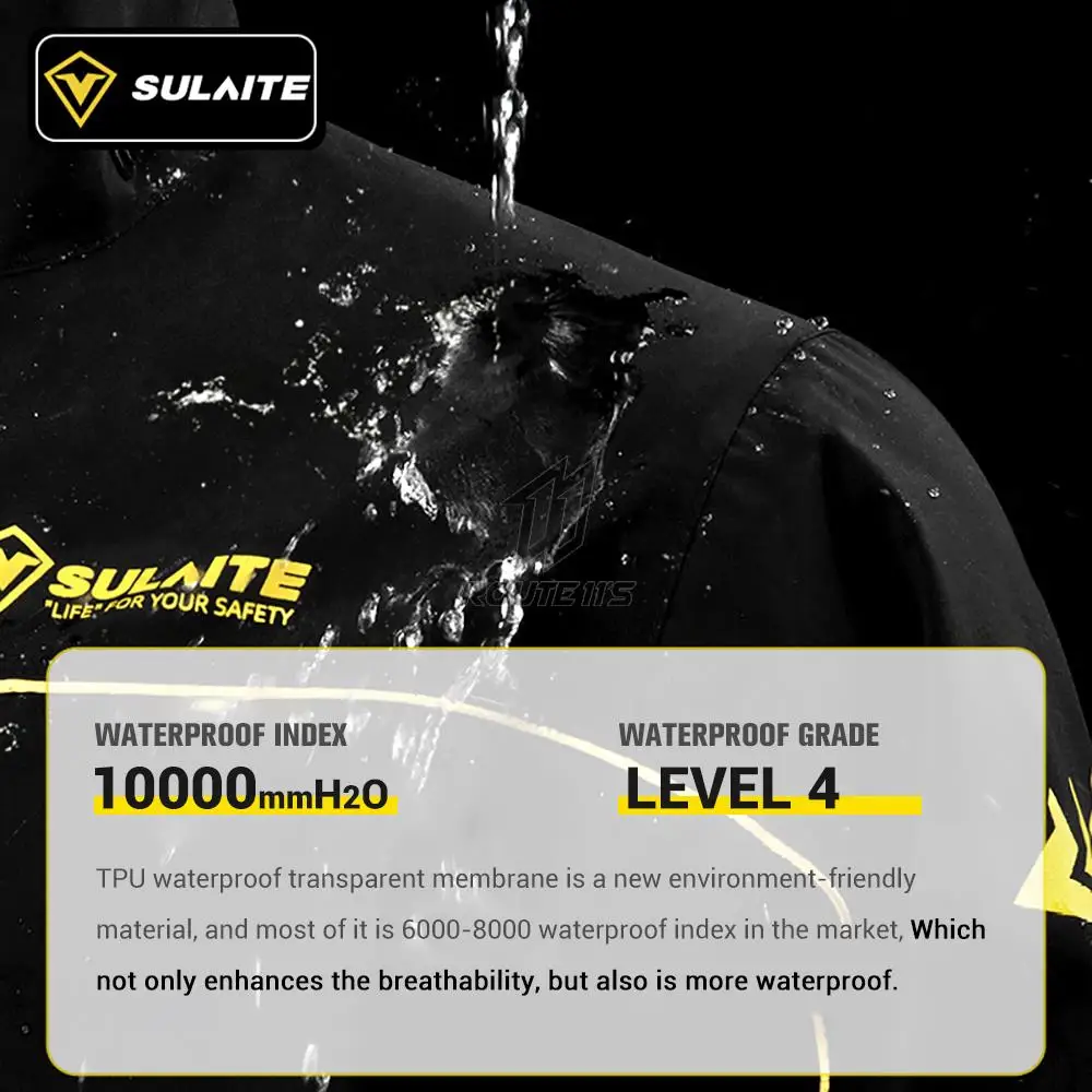 Reflective Motorcycle Raincoat Suit Lightweight Foldable Waterproof Jacket + Pants
