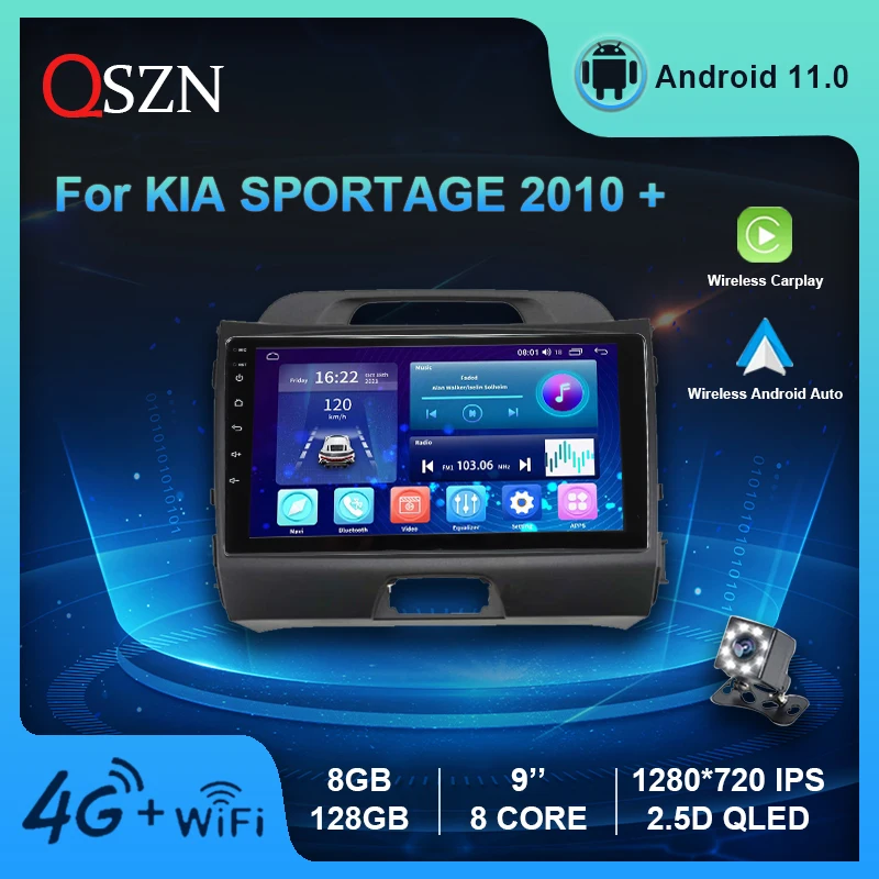 

QSZN Android 11 4G автомобильный радиоприемник ForKIA Sportage 2010-2016 видео мультимедийный плеер GPS Canbus Carplay Auto 8 + 128G DPS IPS стерео