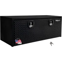 1702510 Black Steel Truck Tool Box With Aluminum Diamond Tread Door, 18 x 18 x 48 Inch, Made In The USA, Truck Box 1