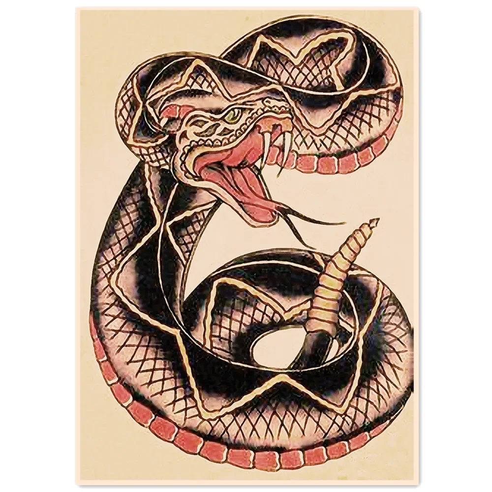 

Snake Tattoo Art Wall Hanging Pictures Vintage Kraft Paper Poster Posters and Prints Home Decor Painting Room Wall Sticker Mural