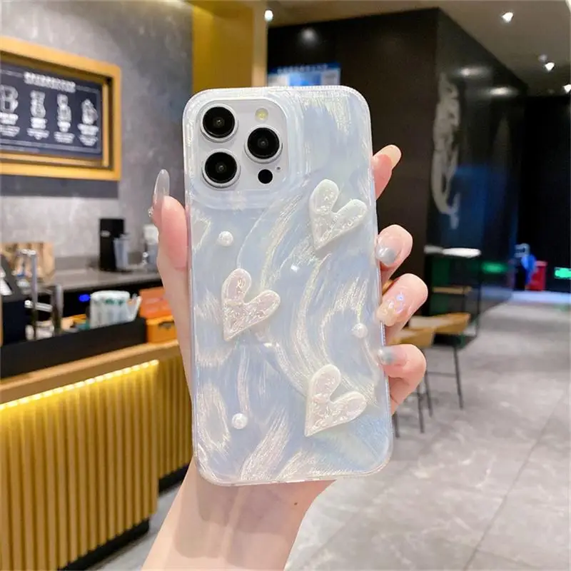 Elegant Butterfly Bow Silver Laser Phone Case with Pearl Lanyard