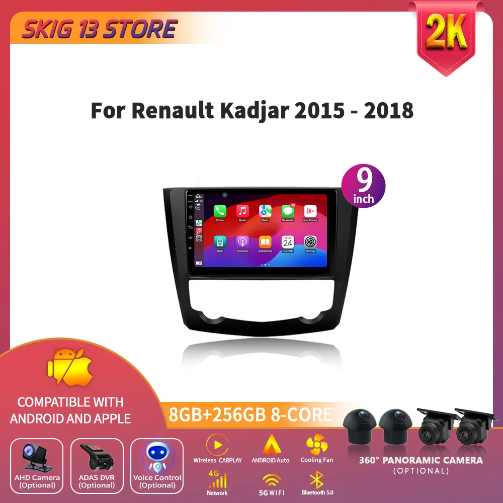 

For Renault Kadjar 2015 - 2018 Android14 Car Radio Multimedia Navigation Wireless Carplay WIFI Stereo System 4G GPS Touch Screen