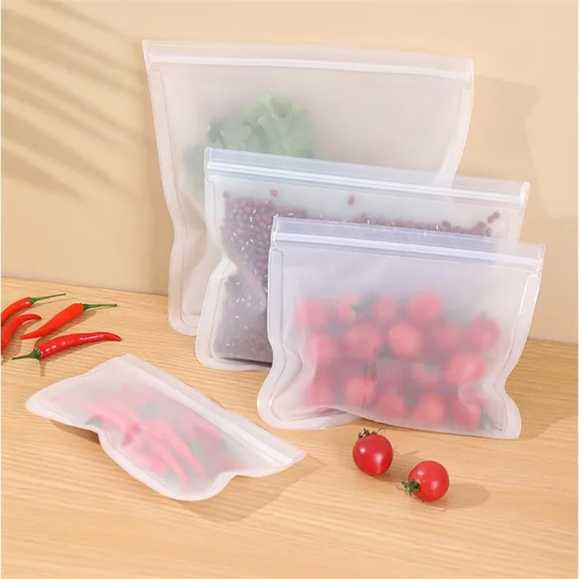 1Pc Újrafelhasználható Szilikon Élelmiszer -Tároló Táska Álljon Fel Cipzáras Szivárgásálló Tartályok Friss Ételtároló