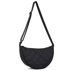 Versatile Half Moon Crossbody Bag - Large Capacity Nylon Travel & Shoulder Bag - 40x12x21cm (Black)
