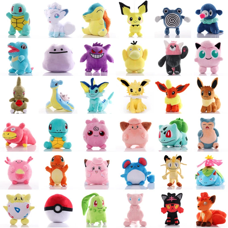 

New Pikachu Bulbasaur Charmander Squirtle Pokemon Plush Doll Stuffed Toy Psyduck Eevee Snorlax Gengar Jigglypuff Gifts