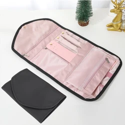 Deluxe Portable Jewelry Travel Storage Bag - Elegant and Adjustable Accessory Organizer for Necklaces and Earrings (ZHUBAODAI BLACK)