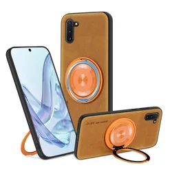 Premium Sheepskin Swivel Bracket Magnetic Phone Case - Anti - Drop & Anti - Fingerprint Protection - Galaxy Note 10 Plus (Yellow)