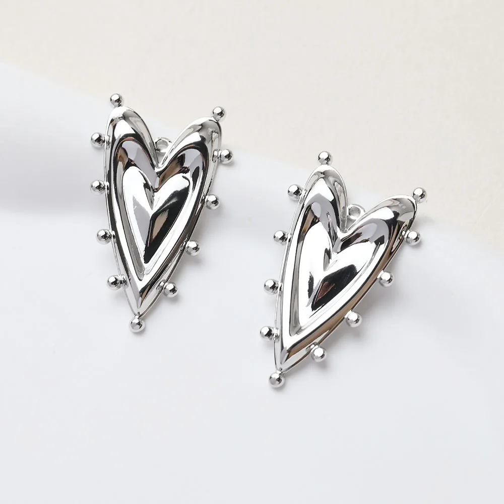6PCS 14K Gold Plated Heart Pendant Jewelry Making Supplies