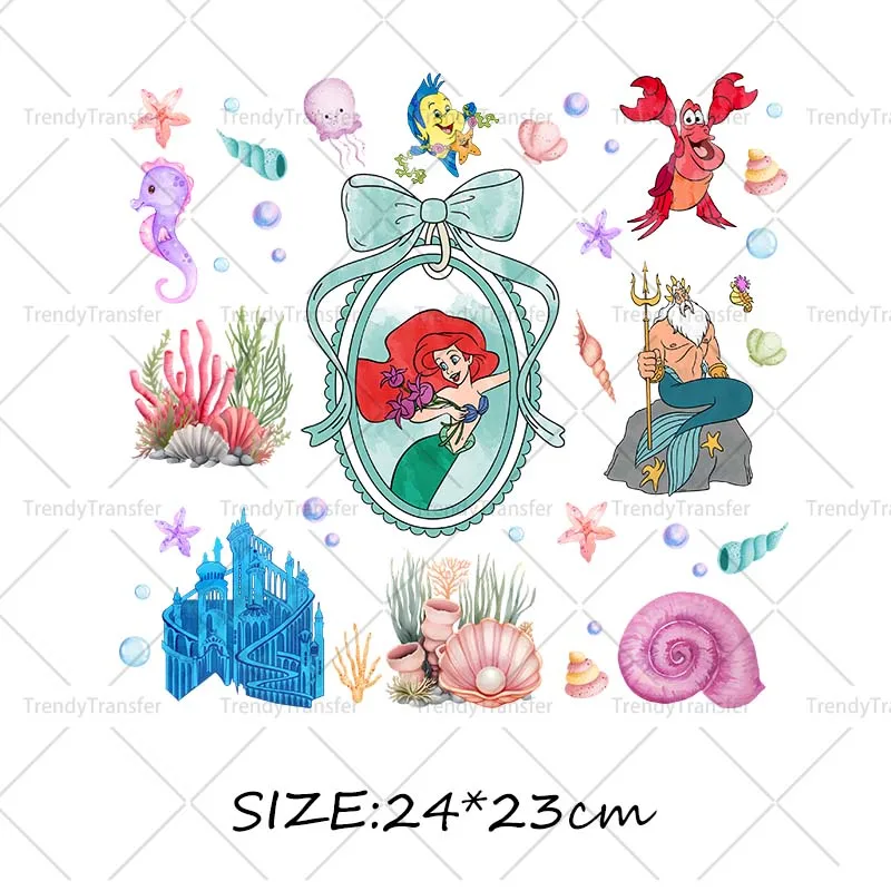 활 공주 철제 데칼 열전달 스티커 의류 열 패치 DIY 다림질 티셔츠