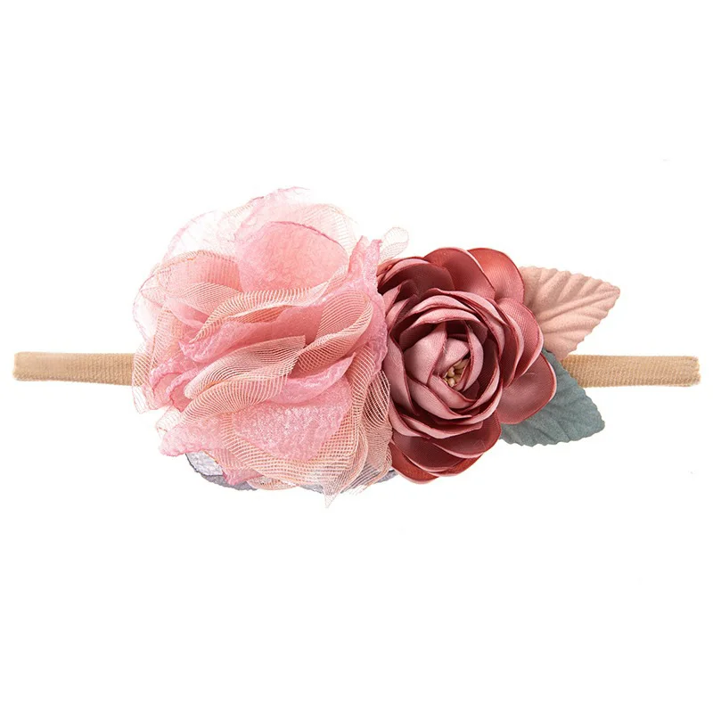 Baby Artificial Flower Headbands for Girls Newborn Girl Pearl Headbands Nylon Elastic Toddler Handmade Floral Infant Hair Bands baby accessories designer Baby Accessories