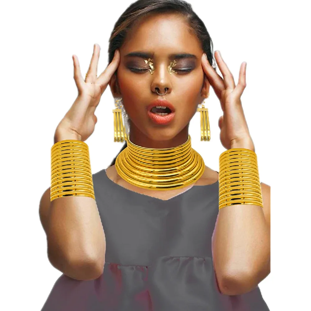 African Style Large Jewelry Set Statement Choker Necklace for
