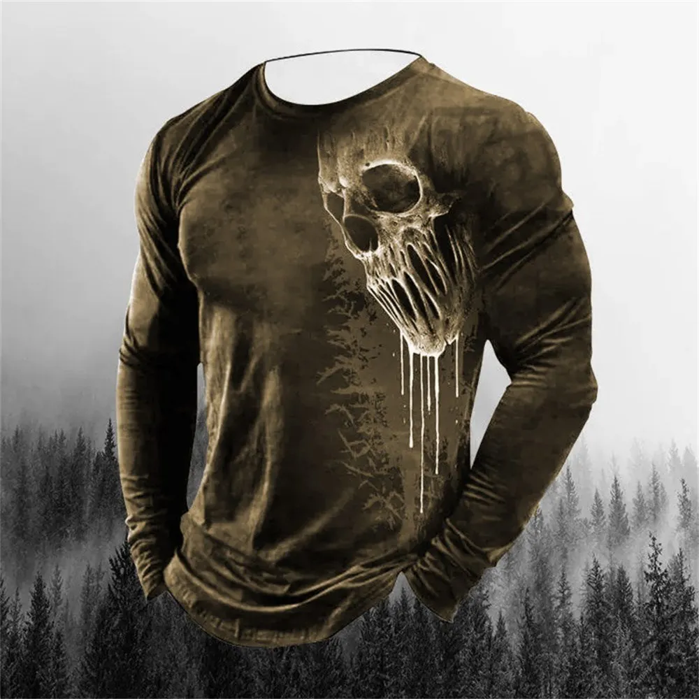 Hip Hop Herren T-Shirt Rundhals ausschnitt Langarm Top Trend Print T-Shirt Rüstung 3D T-Shirt Herren Sommer übergroße locker sitzende Gerinnsel – Detail 9