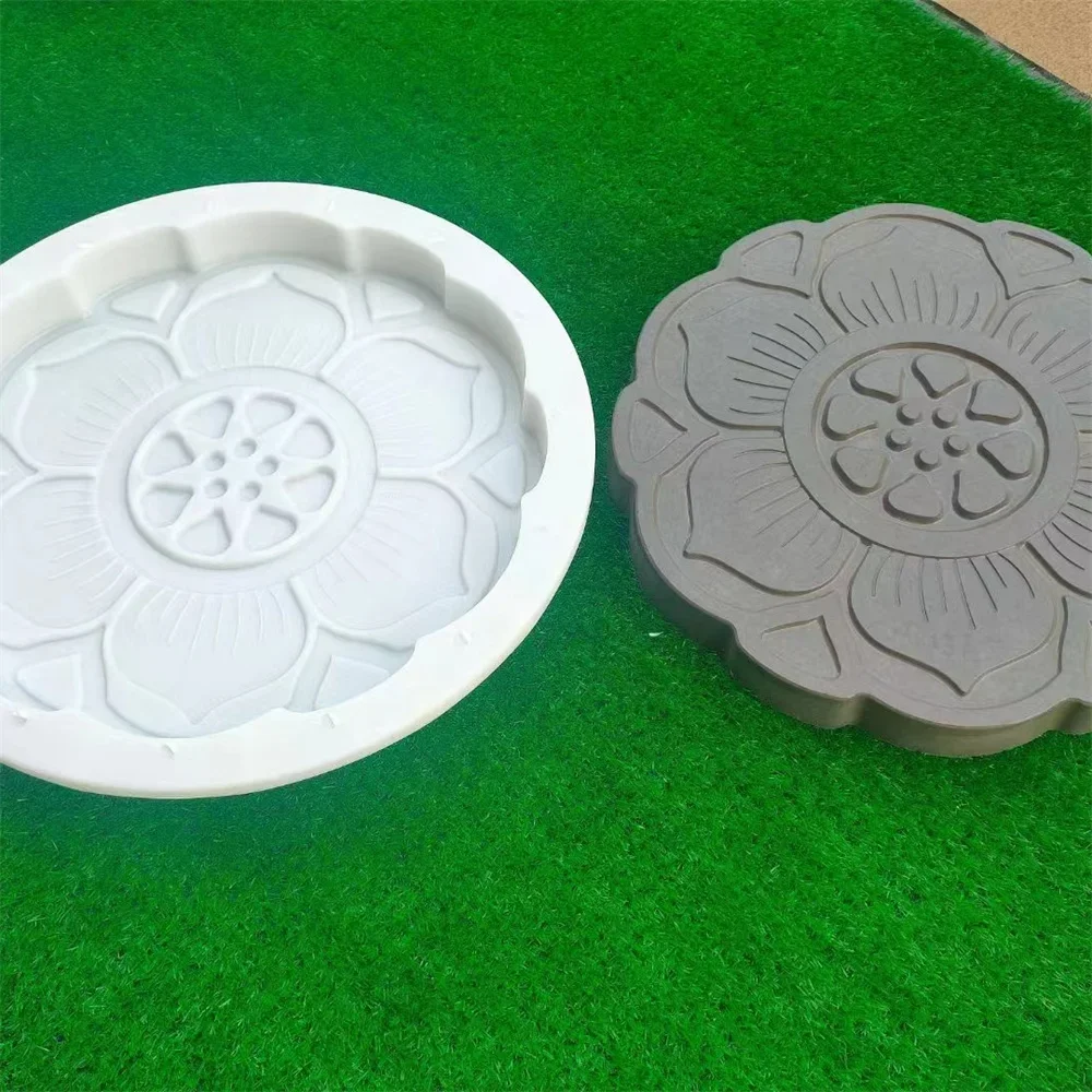 Outdoor Park Lotus Cement Stepping Anti-Slip Mold Stone Grinding Disc Garden Paving Imitation Brick Step