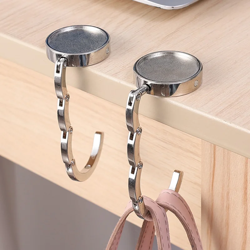 

Removable Table Hook Portable Desktop Hook Table Side Foldable Purse Bag Hanger Holders for Travel Household Storage Organizer