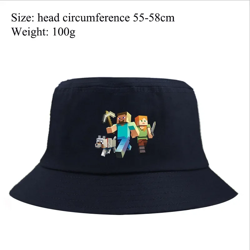 Minecraft Cartoon Creeper Fishermen Hat Anime Men Fashion Summer Outdoor Bucket Hat Trend Casual Travel Hip Hop Sunscreen