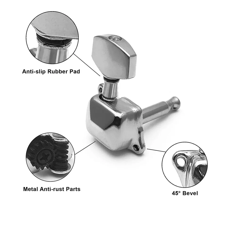 Jiozermi Lot De 6 Chevilles D'accordage Scellées Noires Pour Guitare Acoustique Ou électrique