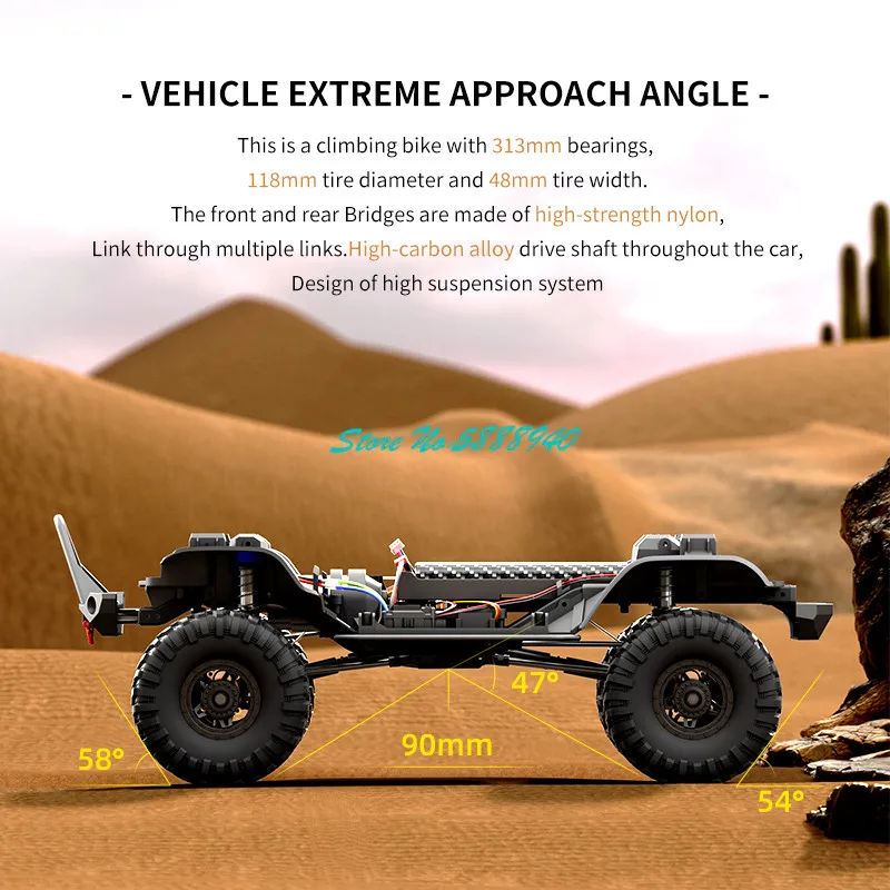 Professional Differential Locks 4WD Off Road Remote Contorl Truck 1:10 56CM 17 Lighting Hydraulic Shock Absorber RC Truck Car 2