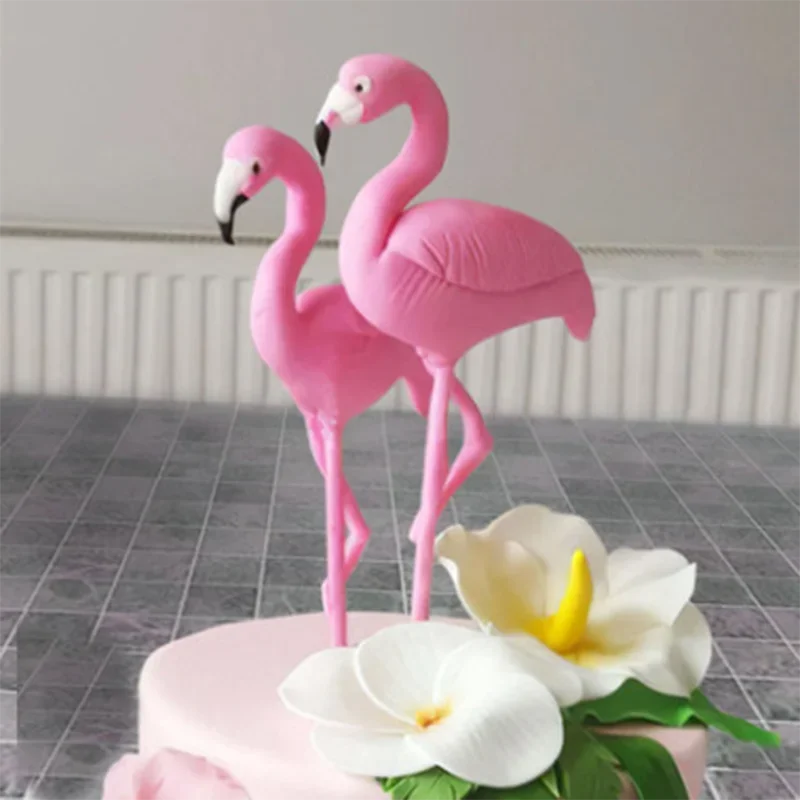 

Cute Flamingo Model Cake Topper Tropic Party Summer Girls Birthday Wedding Decor Flamingoes Gifts Party DIY Decorations 8CM