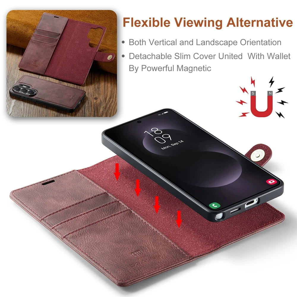 Magnetic Leather Flip Stand Phone Case - 2 in 1 Design