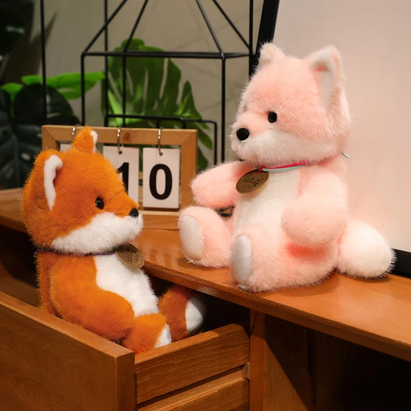 Cartoon Medal Fox Plush Toys High Quality Fluffy Handmade Fox Doll Lovely Warm Kids Companion Desktop Pets Kawaii Home Decor