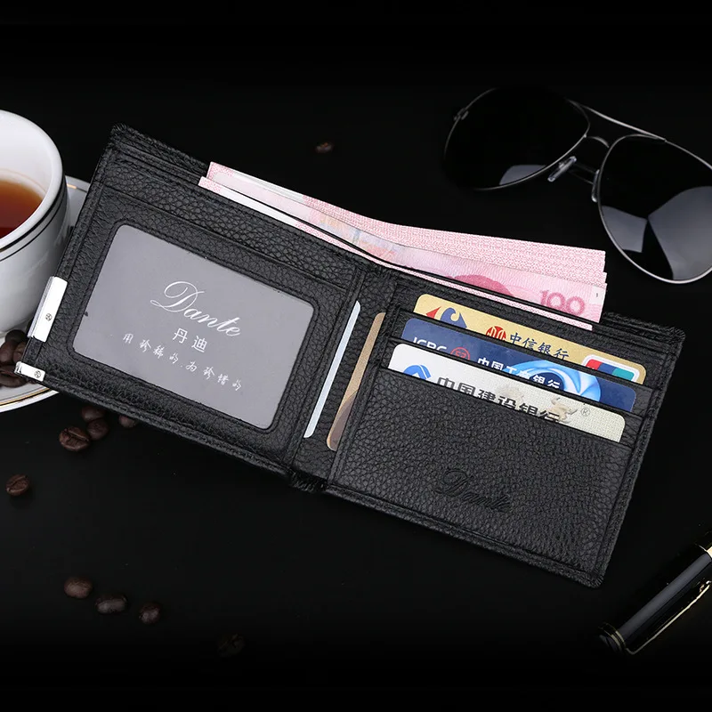 Men Classic Style Wallet Leather male coin purses Short gentleman money clip Card Holder Mini Men wallets