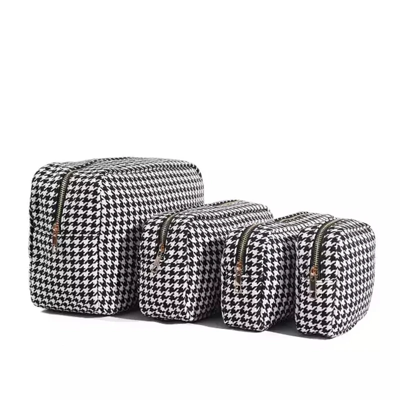 

New Arrival Pink Black Durable Portable Cotton Cosmetics Shopping Bags Makeup Pouch Cosmetic Toiletry Bag