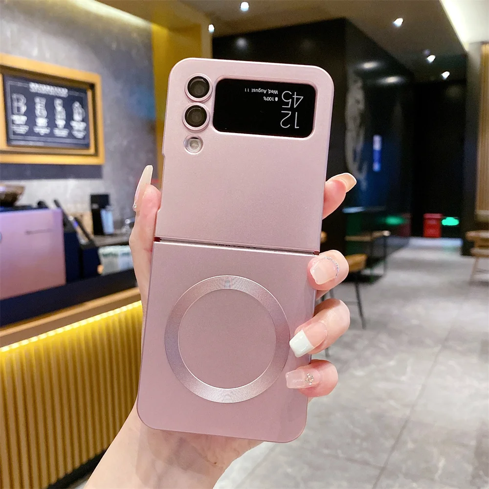 Luxury Matte Magsafe-Compatible Silicone Case for Samsung Galaxy Z Flip Series with Wireless Charging Functionality