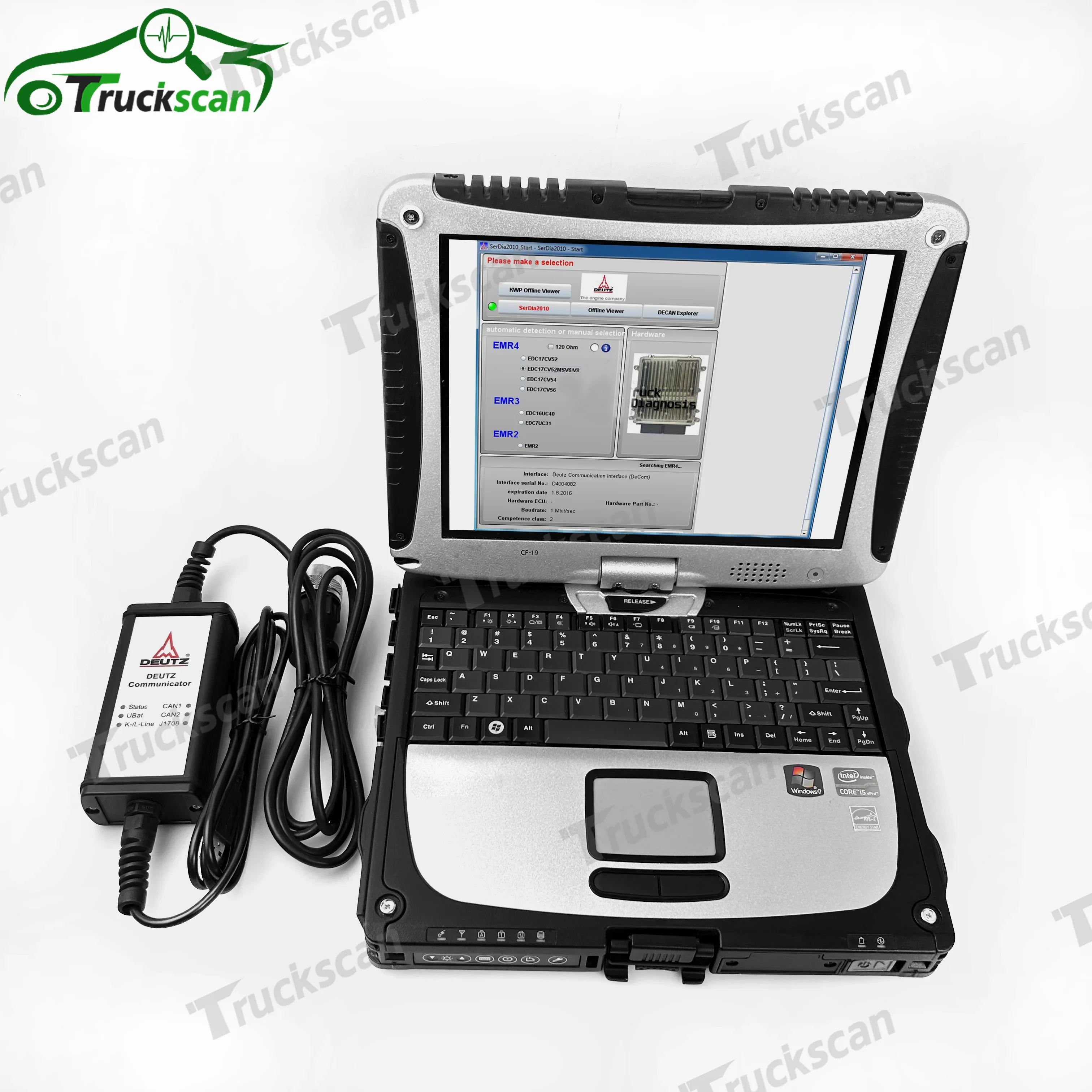 

For Deutz Diagnostic tool Engine communicator deutz decom SerDia 2010 EMR2 3 4 diagnostic scanner programming tool+CF19 Laptop