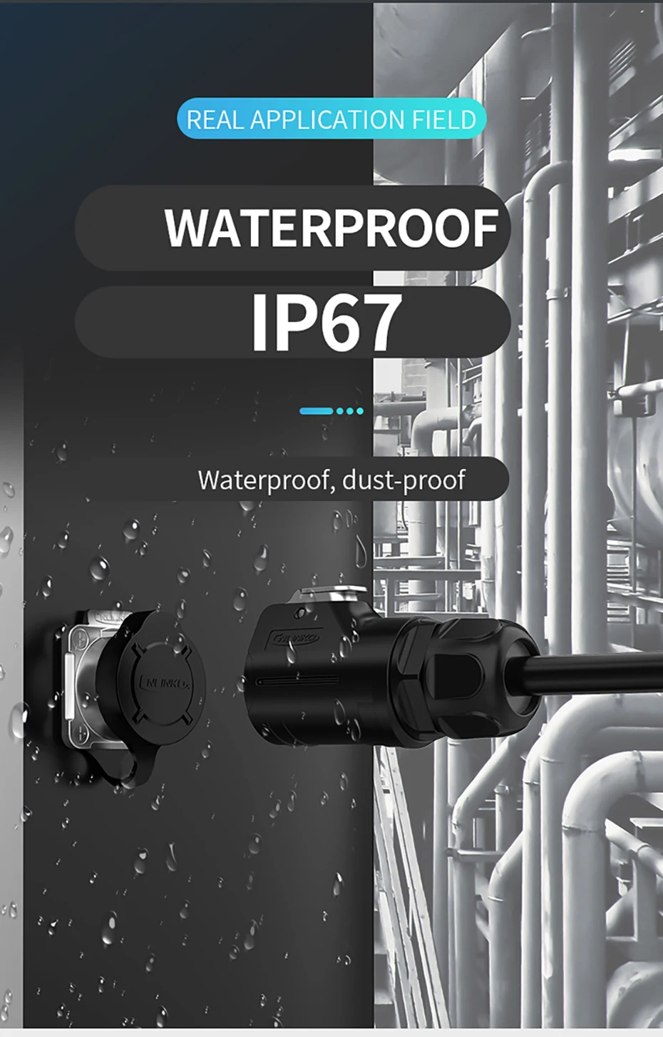Cnlinko-LP28 Conector de alimentação impermeável industrial, soquete