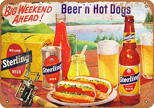 

Metal Sign - Sterling Beer and Hot Dogs - Vintage Look