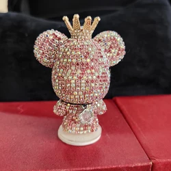 Adorable Diamond Gloomy Bear Bow Doll Rhinestone Dashboard Charm (Pink)