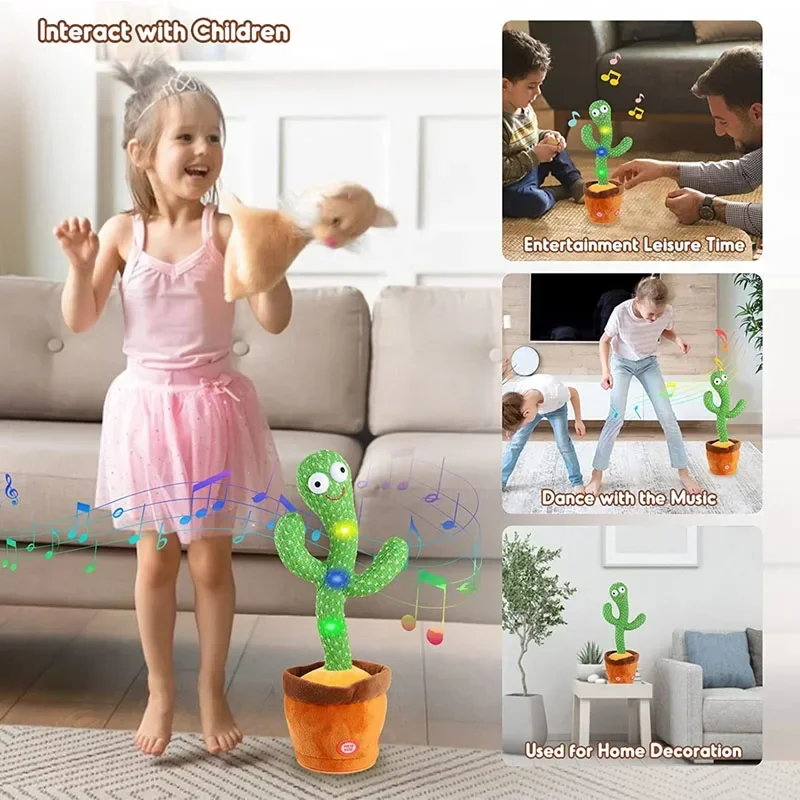 Kids Dancing Talking Intelligent Cactus Interactive Learning and Musical Toy To Dance Record and Speak with Fun dancing cactus toy