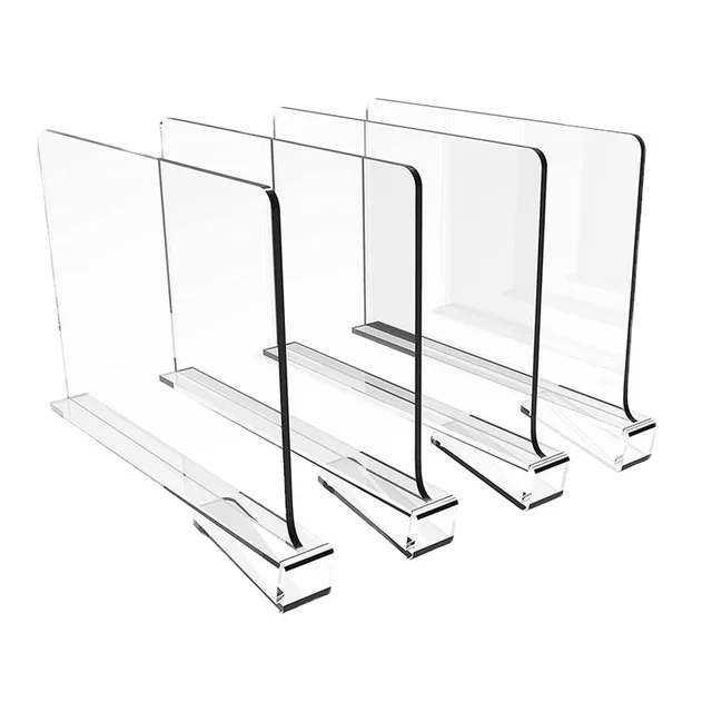 2/4Db Akril Polc Elválasztók Szekrény Szervező Átlátszó Fa Elválasztó Ruhák Polcaihoz