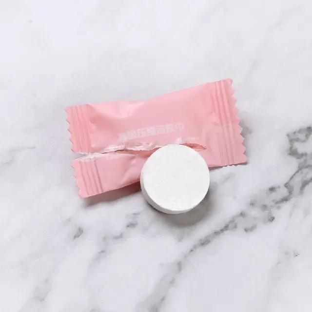 Gyakorlati Tabletta Törülköző Varázslatos Arc Tisztító Törlőkendők Nedves Szalvéta Szöveti Kompakt Sűrített Cseppszéles - Image 2