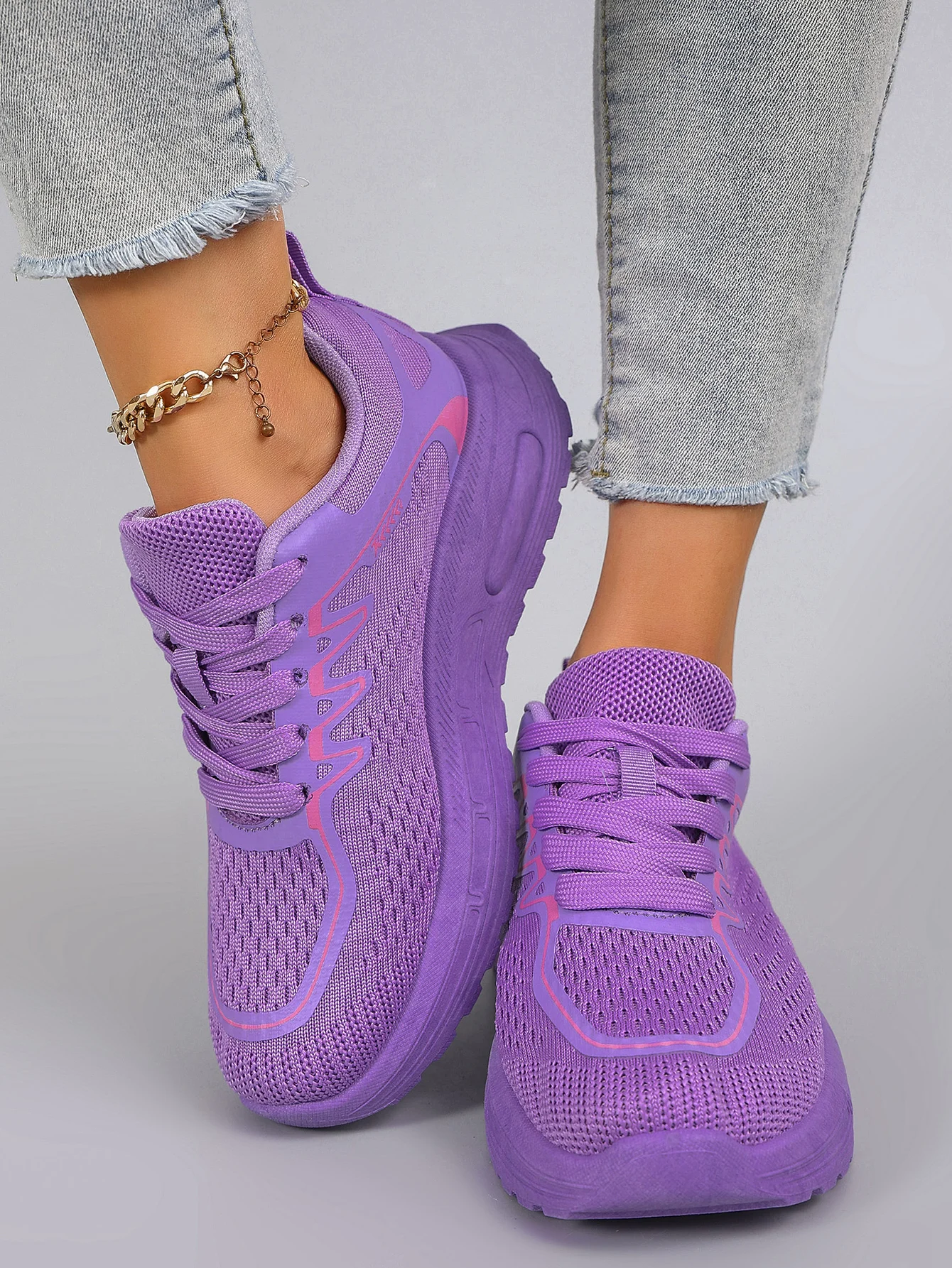 Spring and Autumn New Product Women's Candy Color Simple, Comfortable, Breathable, Wear resistant Lace up Sports Shoes 6
