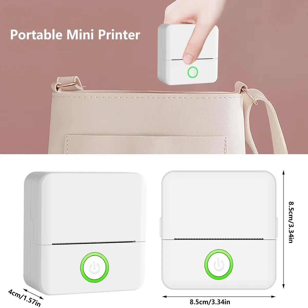 Mini Sticker Printer Bluetooth Smart Pocket Inkless Thermal Printer with Rolls Thermal Paper and Sticker for iOS&Android