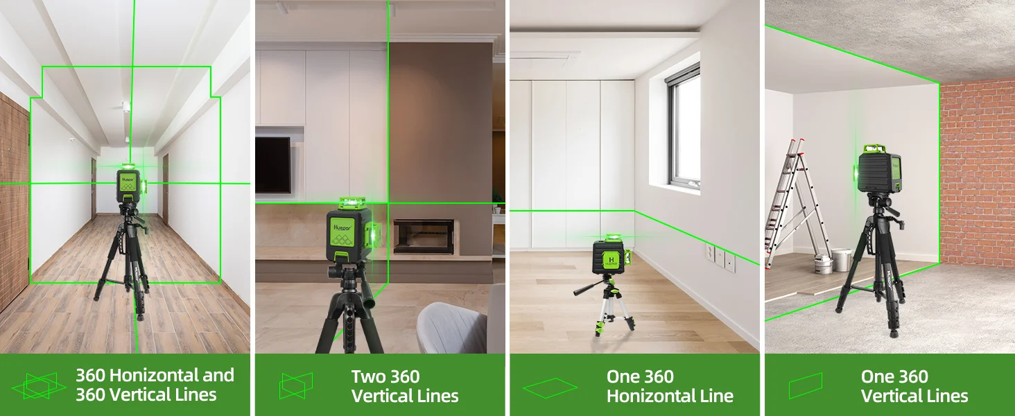 Laser Level 12 Lines 3D Green Lines Horizontal Vertical Cross Lines 360°Auto Sel