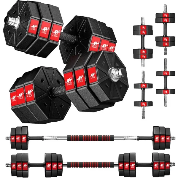 

LEADNOVO Adjustable Weights Dumbbells Set, 44Lbs 66Lbs 88Lbs 3 in 1 Adjustable Weights Dumbbells Barbell Set