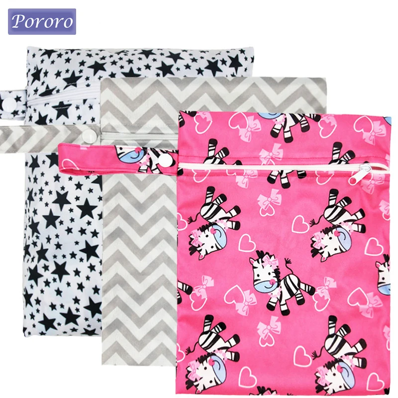 Waterproof Reusable Wet Bag Printed Pocket Nappy Organizers Travel Wet Dry Bags 25x20cm Small Diaper Bag Clothing Mommy diaper bag