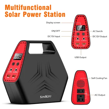 SinKeu 100W Portable Power Station Camping Charger Solar Generator with 40W Solar Panel Foldable for Home Outdoor Emergency RV 4