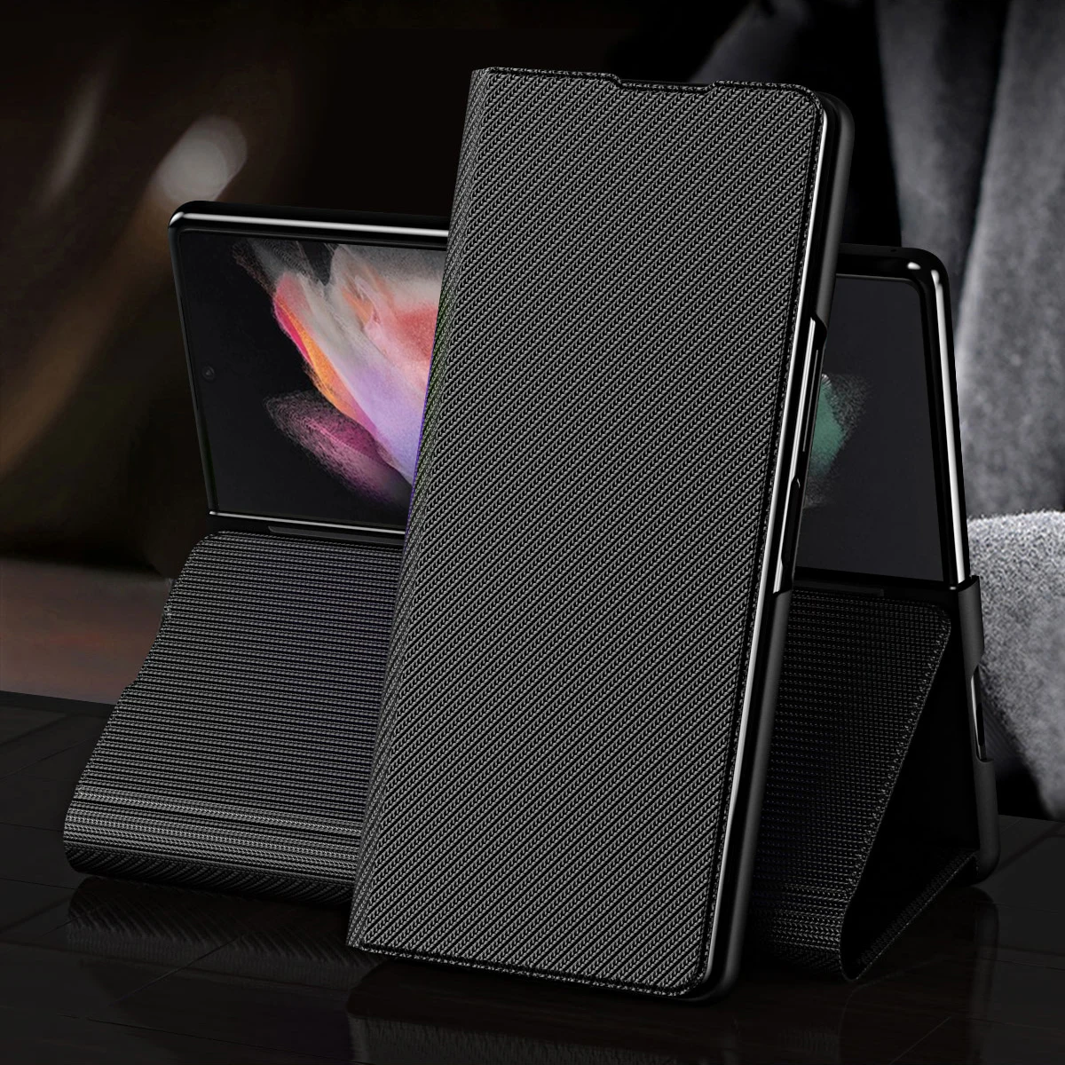 غلاف حماية جلد كامل مع حامل ومحفظة لهواتف Samsung...