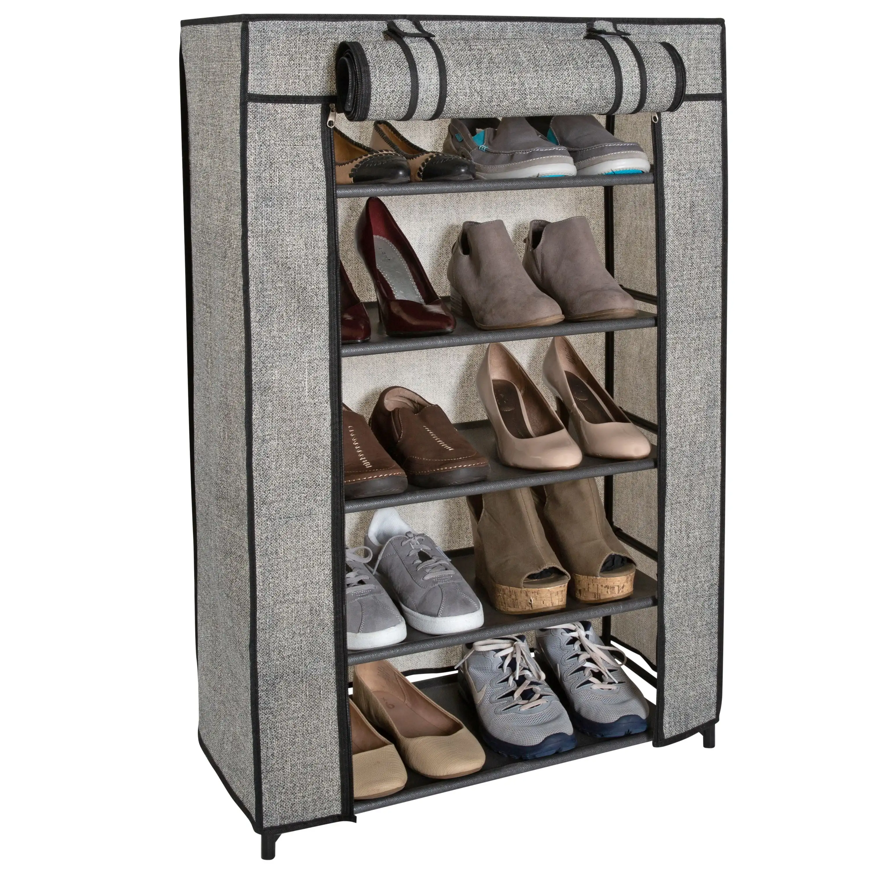 

Simplify 5-Tier 10 Pair Shoe Organizer with Cover in Black