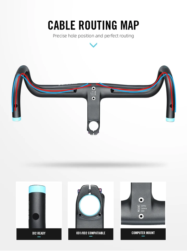 カーボンロードバイクハンドルバー,ステムスペーサー,一体型