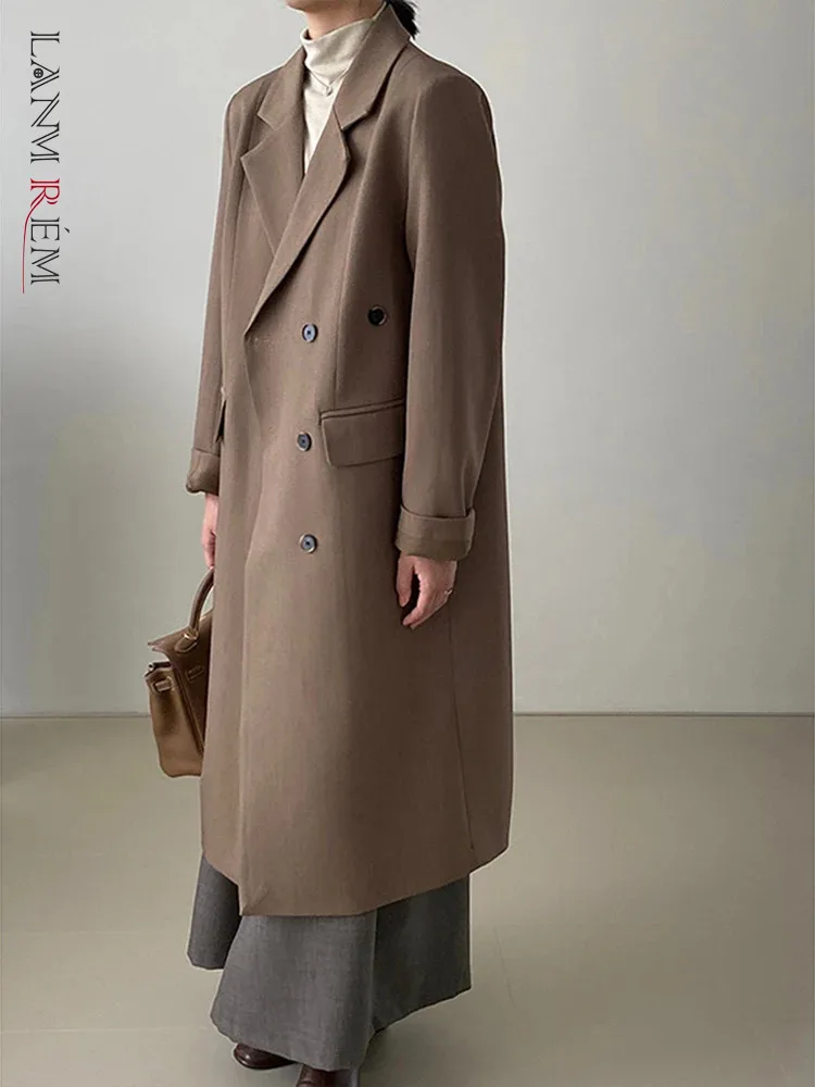 

LANMREM Длинный блейзер, пальто, однобортное свободное большое пальто с длинными рукавами, Офисная Женская модная одежда, новинка 2023, 2DA2201