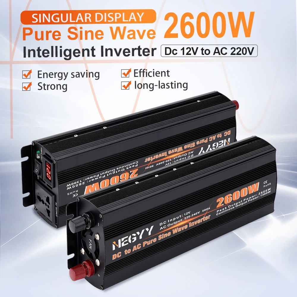 

Pure Sine Wave Inverter 1600W 3000W 6000W DC 12V to AC 220V Voltage Transformer Conveter LED Display Car Inverter Power Supply