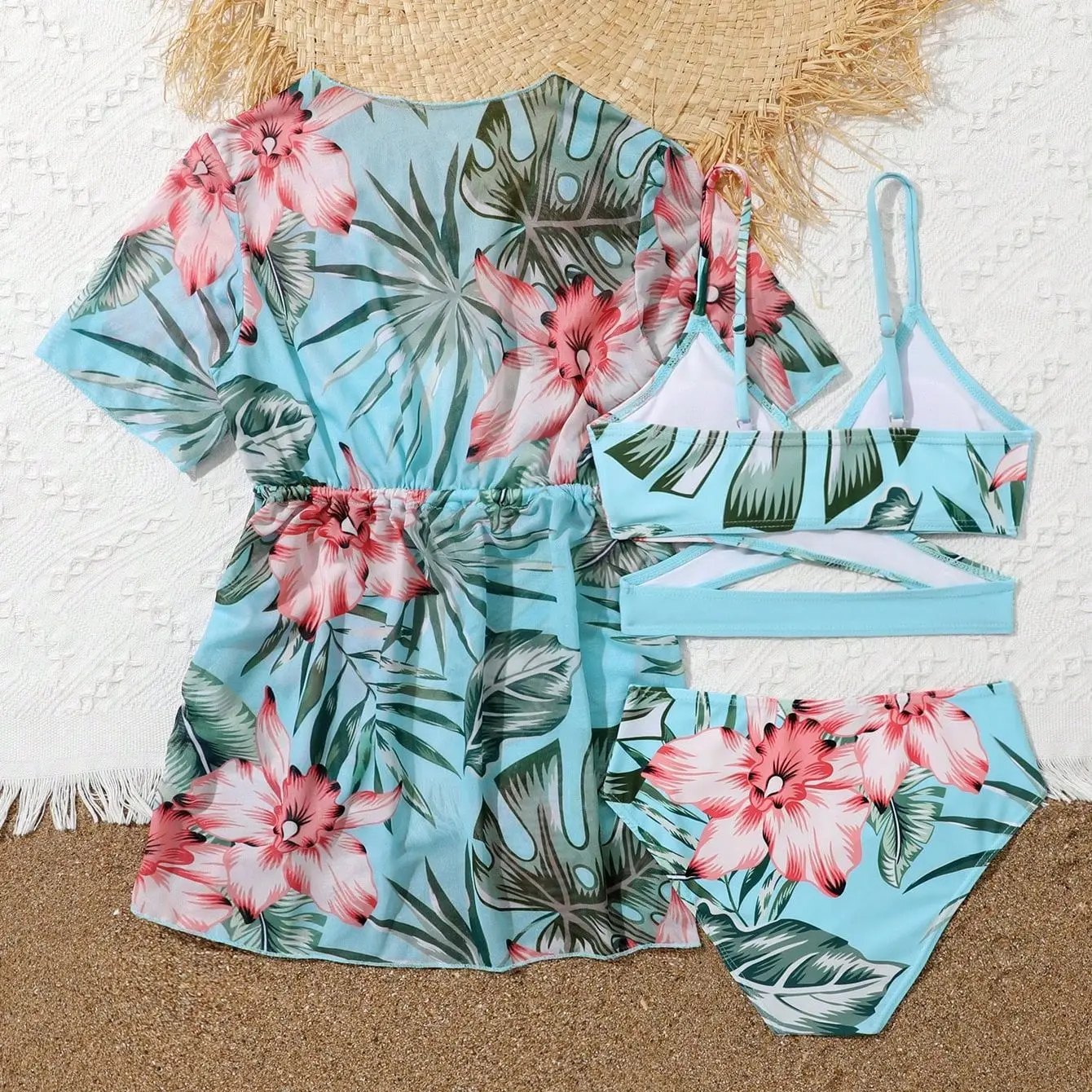 Bikini Girls Swimsuit Kids Swimwear Female Children's Bathers 3 Pieces