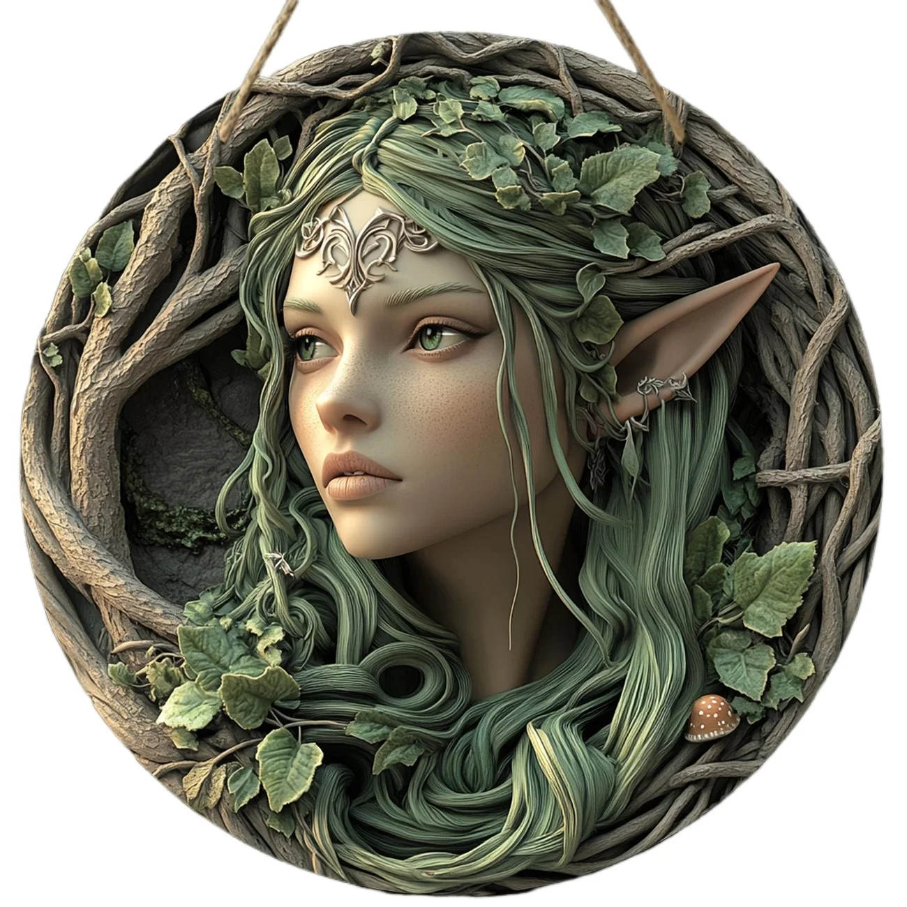 Forest Spirit Metal Sign Green Nature Wall Art Fantasy Decor 8in 12in
