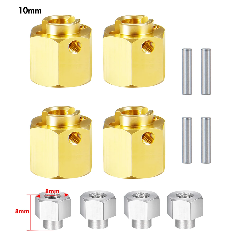 YEAHRUN 5/6/8/9/10/12mm Brass Wheel Hub Hex Extended Adapter for Axial SCX10 III AXI03007 AXI03004 Capra 1/10 RC Crawler Car