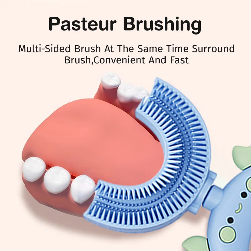 Baby Toothbrush Children 360 Degree U-shaped Children's Teeth Oral Care Cleaning Brush Soft Silicone Toothbrush Baby Items 2-12Y
